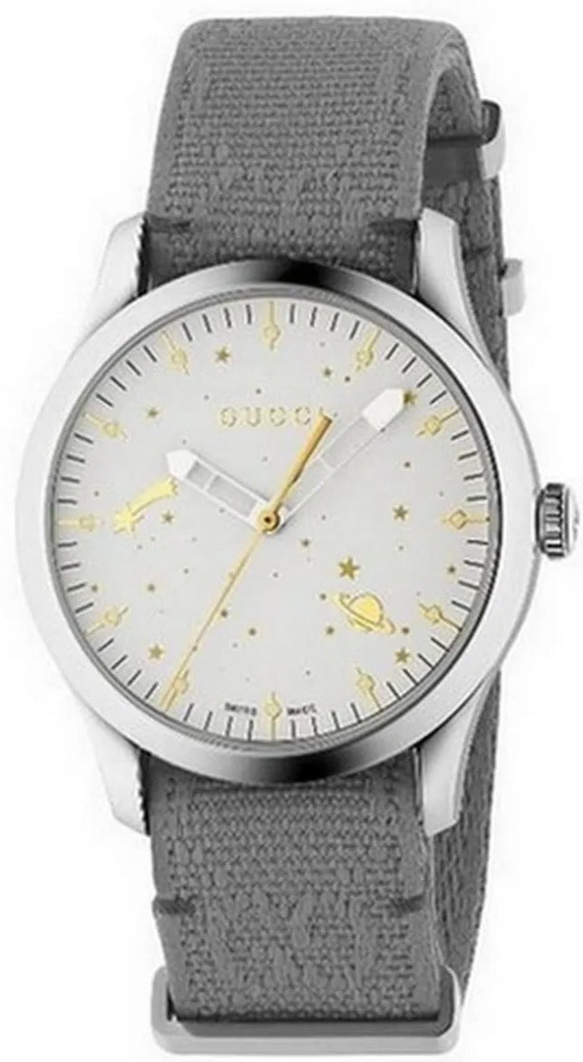 Gucci G Timeless Quartz White Dial Grey NATO Strap Watch For Women - YA1264184