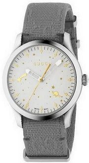 Gucci G Timeless Quartz White Dial Grey NATO Strap Watch For Women - YA1264184