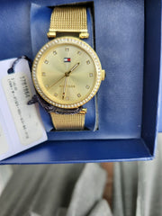 Tommy Hilfiger Lynn Quartz Gold Dial Gold Mesh Bracelet Watch For Women - 1781864