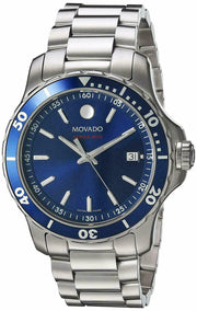 Movado Series 800 Blue Dial Silver Steel Strap Watch For Men - 2600137