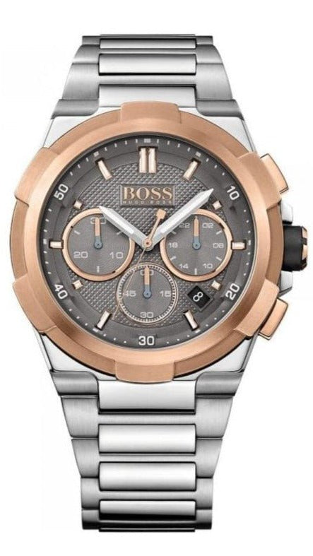 Hugo Boss Supernova Chronograph Grey Dial Silver Steel Strap Watch for Men - 1513362