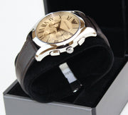 Emporio Armani Valente Chronograph Brown Dial Brown Leather Strap Watch For Men - AR1785