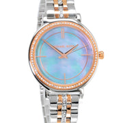 Michael Kors Cinthia Mother of Pearl Grey Dial Two Tone Steel Strap Watch for Women - MK3642