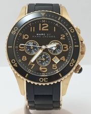 Marc Jacobs Rock Chronograph Black Dial Black Silicone Strap Watch for Women - MBM2552