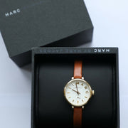Marc Jacobs Sally White Dial Brown Leather Strap Watch for Women - MBM1351