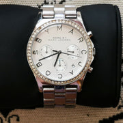 Marc Jacobs Henry Chronograph Silver Dial Silver Steel Strap Watch for Women - MBM3104