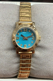 Marc Jacobs Amy Dinky Blue Dial Gold Steel Strap Watch for Women - MBM3229