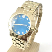 Marc Jacobs Amy Blue Dial Gold Steel Strap Watch for Women - MBM3303