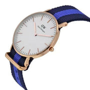 Daniel Wellington Classic Swansea White Dial Two Tone Nylon Strap Watch For Women - 0504DW
