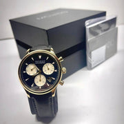 Movado Heritage Chronograph Black Dial Black Leather Strap Watch for Men - 3650005