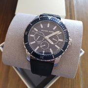 Michael Kors Cunningham Multifunction Blue Dial Black Rubber Strap Watch For Men - MK7160