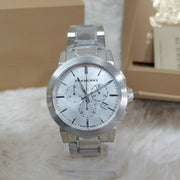 Burberry The City Chronograph Silver Dial Silver Steel Strap Watch for Men - BU9350