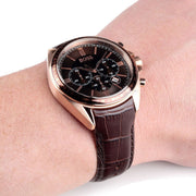 Hugo Boss Driver Sport Chronograph Brown Dial Brown Leather Strap Watch for Men - 1513093