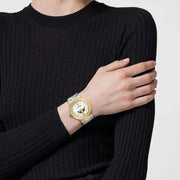 Versace Greca Logo Moonphase Mother of Pearl Dial Two Tone Steel Strap Watch for Women - VE7G00524