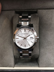 Burberry The City White Dial Silver Steel Strap Watch for Women - BU9100