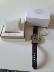 Versace Casual Chronograph Grey Dial Brown Leather Strap Watch for Men - VERG001-18