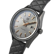 Tag Heuer Carrera Diamonds Anthracite Black Dial Black Leather Strap Watch for Women - WAR1115.FC6392