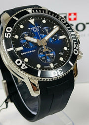 Tissot Seastar 1000 Chronograph Blue Dial Black Rubber Strap Watch For Men - T120.417.17.041.00