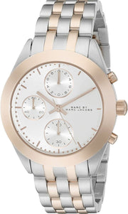 Marc Jacobs Peeker Chronograph Silver Two Tone Steel Strap Watch for Women - MBM3369