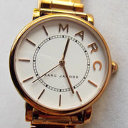 Marc Jacobs Roxy White Dial Rose Gold Steel Strap Watch for Women - MJ3523