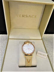 Versace V-Twist White Dial White Leather Strap Watch for Women - VELS00419