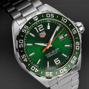 Tag Heuer Formula 1 Limited Edition Green Dial Silver Steel Strap Watch for Men - WAZ1017.BA0842