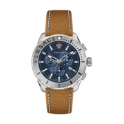 Versace Casual Chronograph Blue Dial Brown Leather Strap Watch for Men - VERG002-18