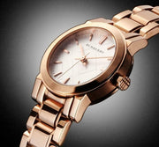 Burberry The City White Dial Rose Gold Steel Strap Watch for Women - BU9204