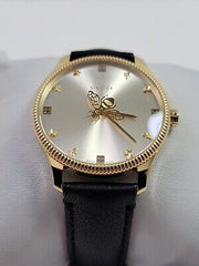 Gucci G Timeless Quartz Silver Dial Black Leather Strap Watch For Women - YA1264181