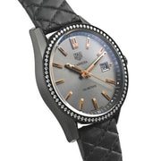 Tag Heuer Carrera Diamonds Anthracite Black Dial Black Leather Strap Watch for Women - WAR1115.FC6392