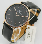 Daniel Wellington Classic Sheffield Black Dial Black Leather Strap Watch For Men - DW00100127