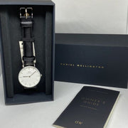 Daniel Wellington Classic Petite Reading White Dial Black Leather Strap Watch For Women - DW00100185