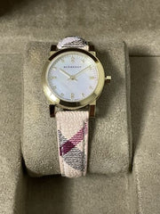 Burberry The City Diamonds Mother of Pearl Dial Brown Leather Strap Watch for Women - BU9226