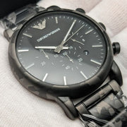 Emporio Armani Luigi Chronograph Black Dial Black Steep Strap Watch For Men - AR11045