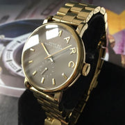 Marc Jacobs Baker Grey Dial Gold Steel Strap Watch for Women - MBM3281
