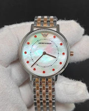 Emporio Armani Dress Analog Mother of Pearl Dial Two Tone Steel Strap Watch For Women - AR2515