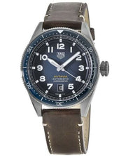 Tag Heuer Autavia Calibre 5 Automatic Blue Dial Brown Leather Strap Watch for Men - WBE5116.FC8266
