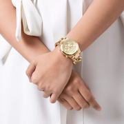 Michael Kors Runway Twist Gold Dial Gold Steel Strap Watch for Women - MK3131