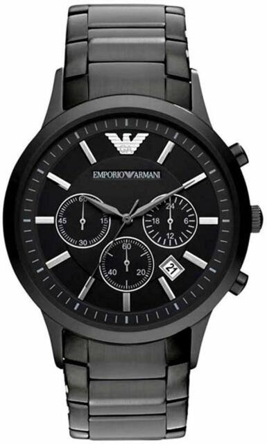 Emporio Armani Classic Chronograph Black Dial Black Steel Strap Watch For Men - AR2453