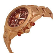 Marc Jacobs Rock Chronograph Mother of Pearl Red Dial Rose Gold Steel Strap Unisex Watch - MBM3251