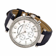 Michael Kors Parker White Dial Navy Blue Leather Strap Watch for Women - MK2293