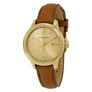 Burberry The Classic Champagne Gold Dial Brown Leather Strap Watch for Women - BU10101