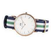 Daniel Wellington Classic Nottingham White Dial Two Tone NATO Strap Watch For Men - 0108DW