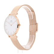 Daniel Wellington Classic Petite Melrose White Dial Rose Gold Mesh Bracelet Watch For Women - DW00100163