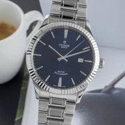 Tudor Style Automatic Blue Dial Silver Steel Strap Watch for Men - M12710-0013