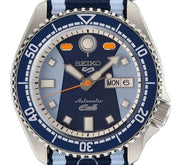 Seiko 5 Sports Honda Super Cub Limited Edition Blue Dial Two Tone NATO Strap Watch For Men - SRPK37K1