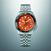 Seiko 5 Sports GMT Automatic Orange Dial Silver Steel Strap Watch For Men - SSK005K1
