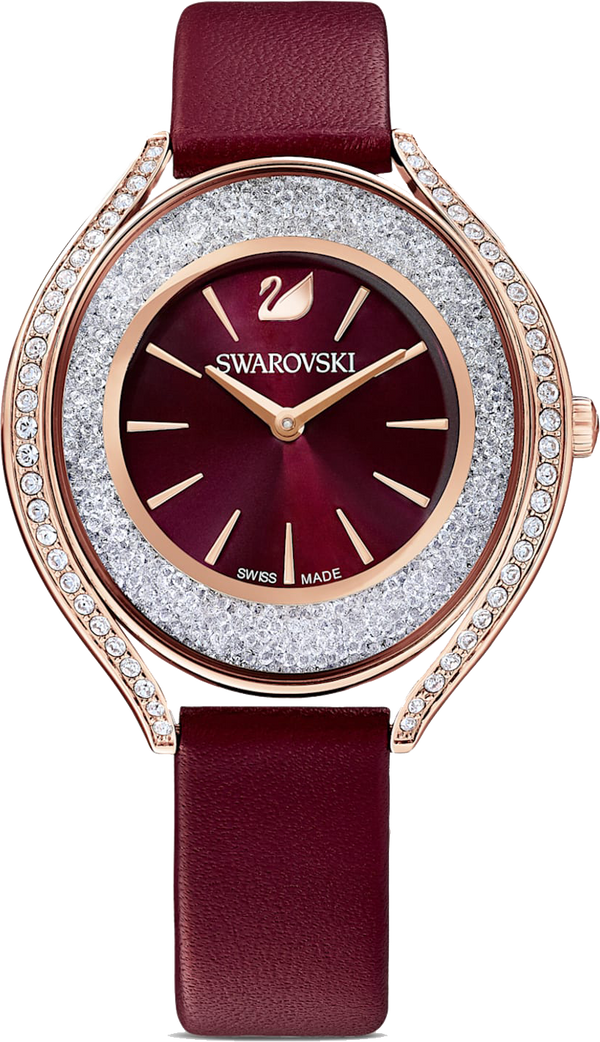 Swarovski Crystalline Aura Red Dial Red Leather Strap Watch for Women - 5558637