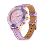 Swarovski Octea Lux Chrono Purple Dial Purple Leather Strap Watch for Women - 56322638