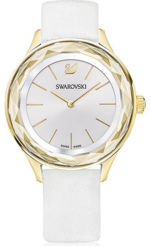 Swarovski Octea Nova Quartz White Dial White Leather Strap Watch for Women - 5295337